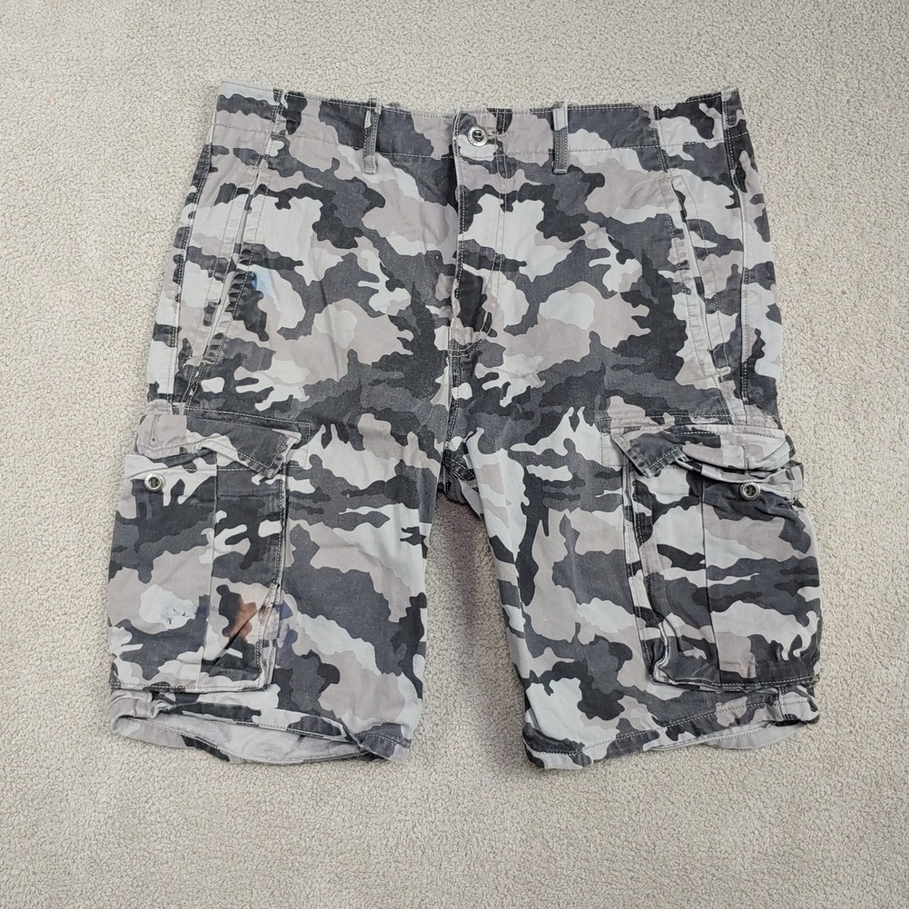 Levi Strauss Cargo Shorts - Men 34x10 Grey Camouflage Tactical Utility Pockets
